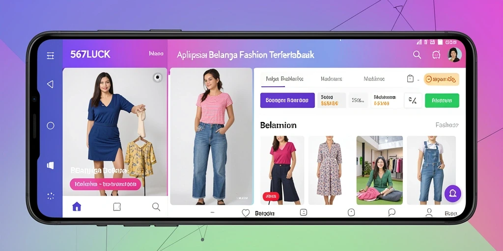 Tampilan antarmuka pengguna aplikasi 567LUCK untuk berbelanja fashion.