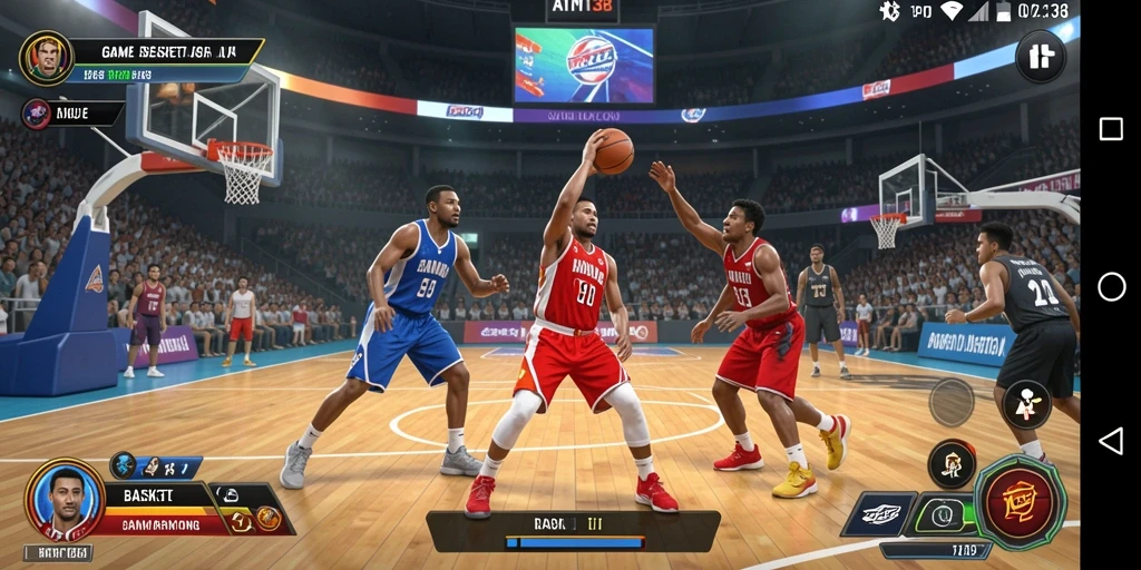 Tampilan antarmuka permainan Basket yang menarik dan interaktif.