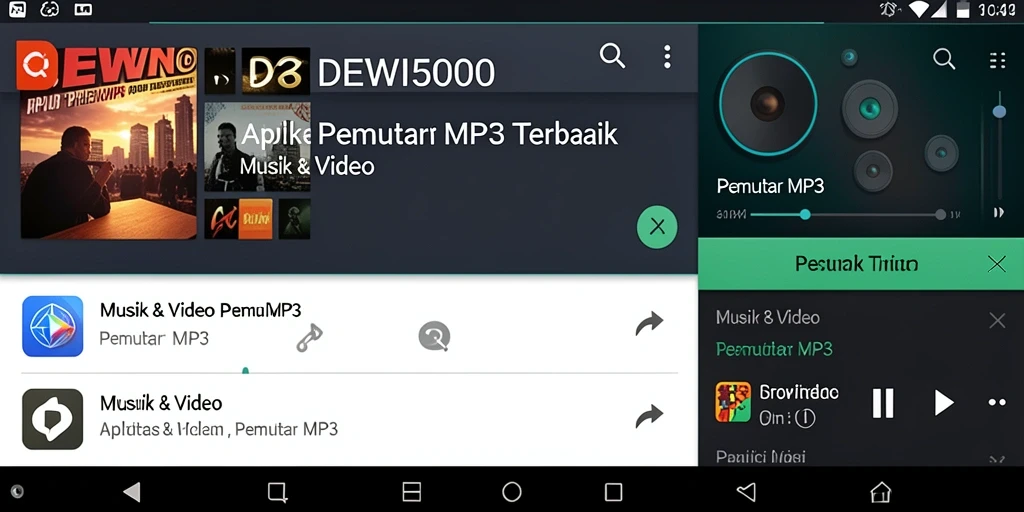 Tampilan antarmuka intuitif DEWI5000 untuk pemutar MP3.