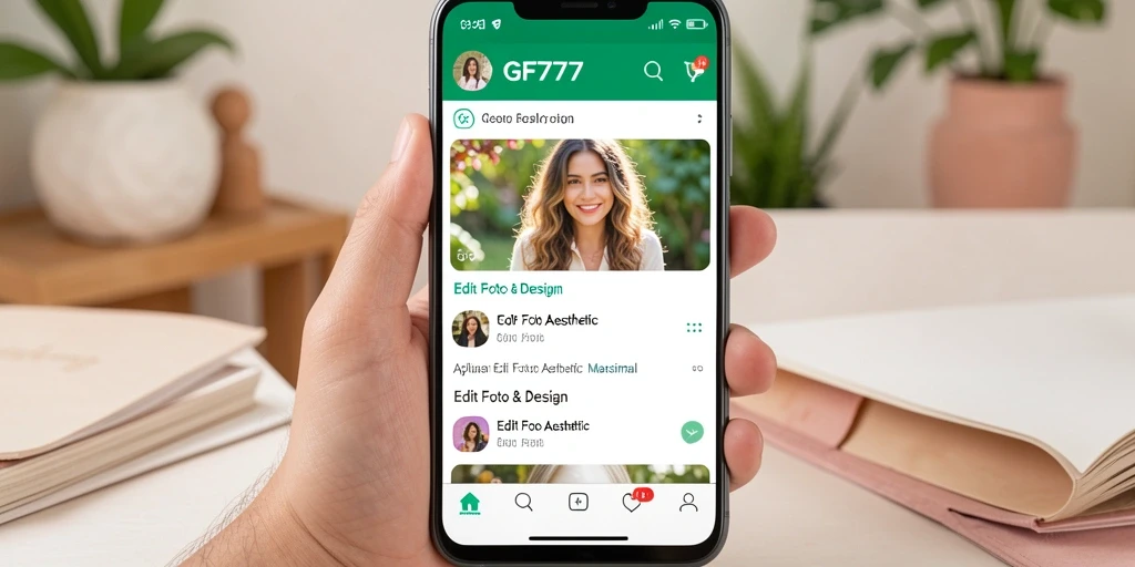 Tampilan antarmuka aplikasi GF777 yang menarik untuk Edit Foto Aesthetic.