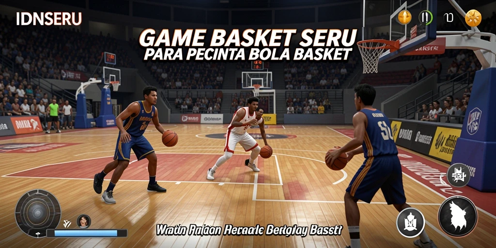 Tampilan antarmuka IDNSERU menampilkan arena basket yang menakjubkan.