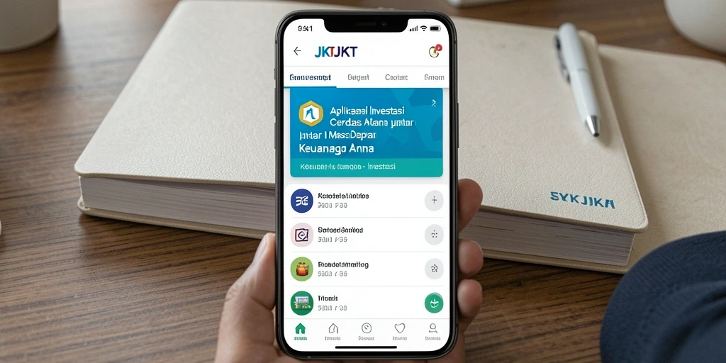 Antarmuka aplikasi JKTJKT yang menarik dan informatif untuk investasi.