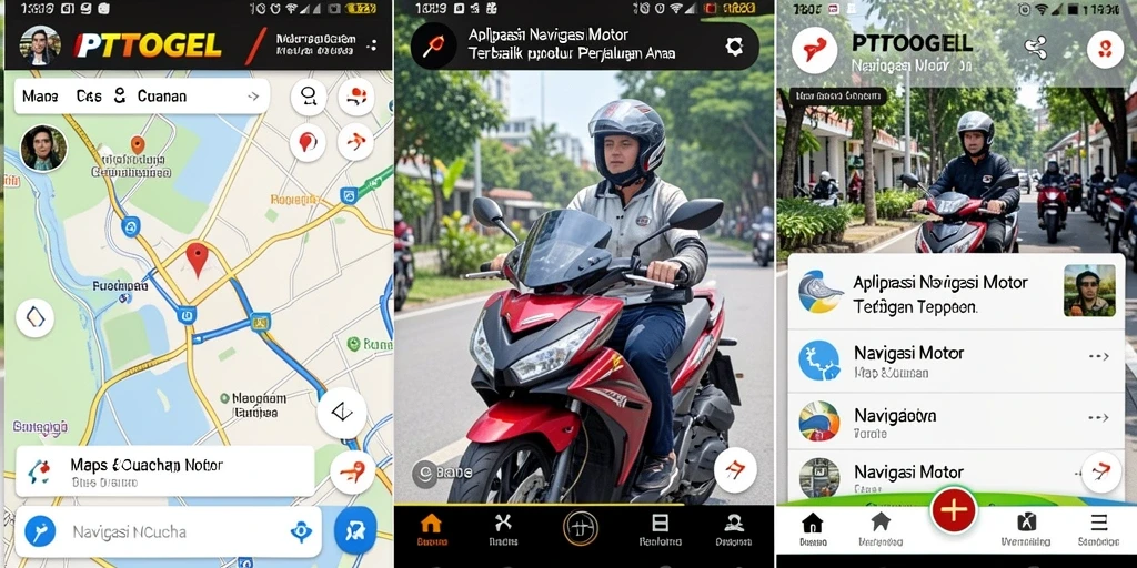 Tampilan antarmuka PTTOGEL dengan peta dan rute navigasi yang jelas.