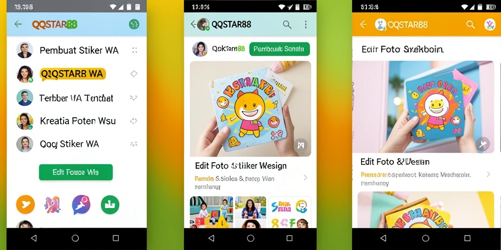 Tampilan antarmuka pengguna aplikasi Pembuat Stiker WA yang menarik dan mudah digunakan.