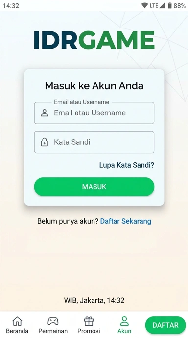 Masuk Akun idrgame untuk Pengguna Android Indonesia